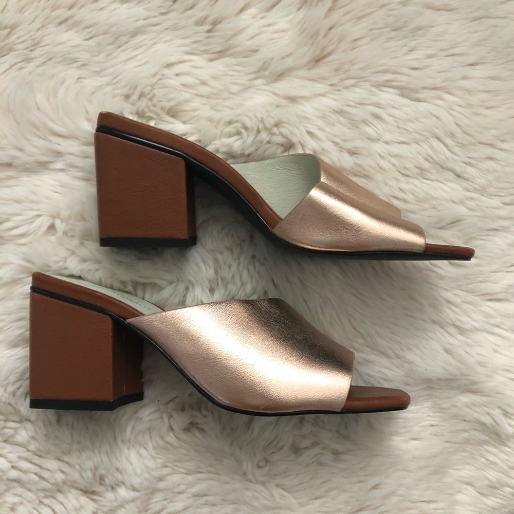 Intentionally Blank Rose Gold Sample Chunky Block Heels